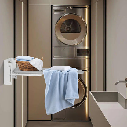 Wall Mounted Ironing Board Adjustable Height, 36 x 12 Inch Fold Away Iron Board Wall Mount Space-Saving Ironing Board with Removable Heat Resistant Cover for Small Spaces Home Laundry Room