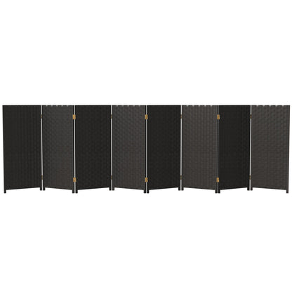 Red Lantern 3 ft. Short Woven Fiber Folding Screen - 8 Panel - Black