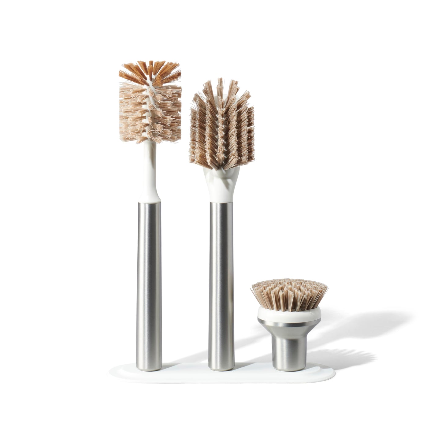 Curio Home Goods Ionic Brush Set, Magnetized to Stand Upright, Stainless Steel with Replaceable Heads, Silver