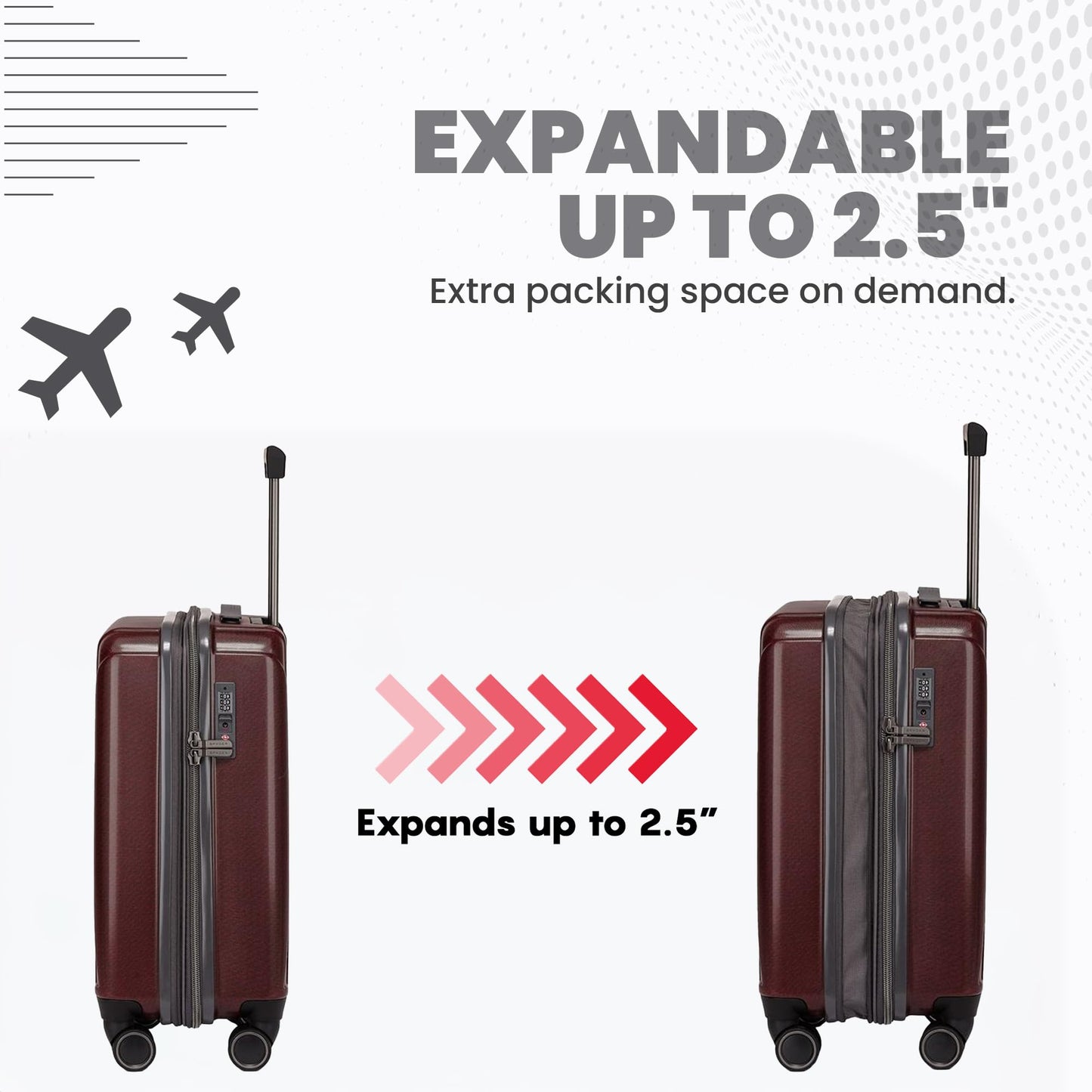 Spyder Traverse 3 Piece Carry On & Checked Suitcase Set with 360° Spinner Wheels, TSA Approved Lock (20 Inch, 25 Inch, 29 Inch), Cherry