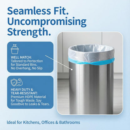 T.FORING Small Trash Bags 4 Gallon with Drawstring, 1.1 Mil 15 Liter White Thick Unscented Small Plastic Garbage Bags for Bathroom, Wastebasket Liners for Toilet Home Office and Bedroom (4 Gal-120)