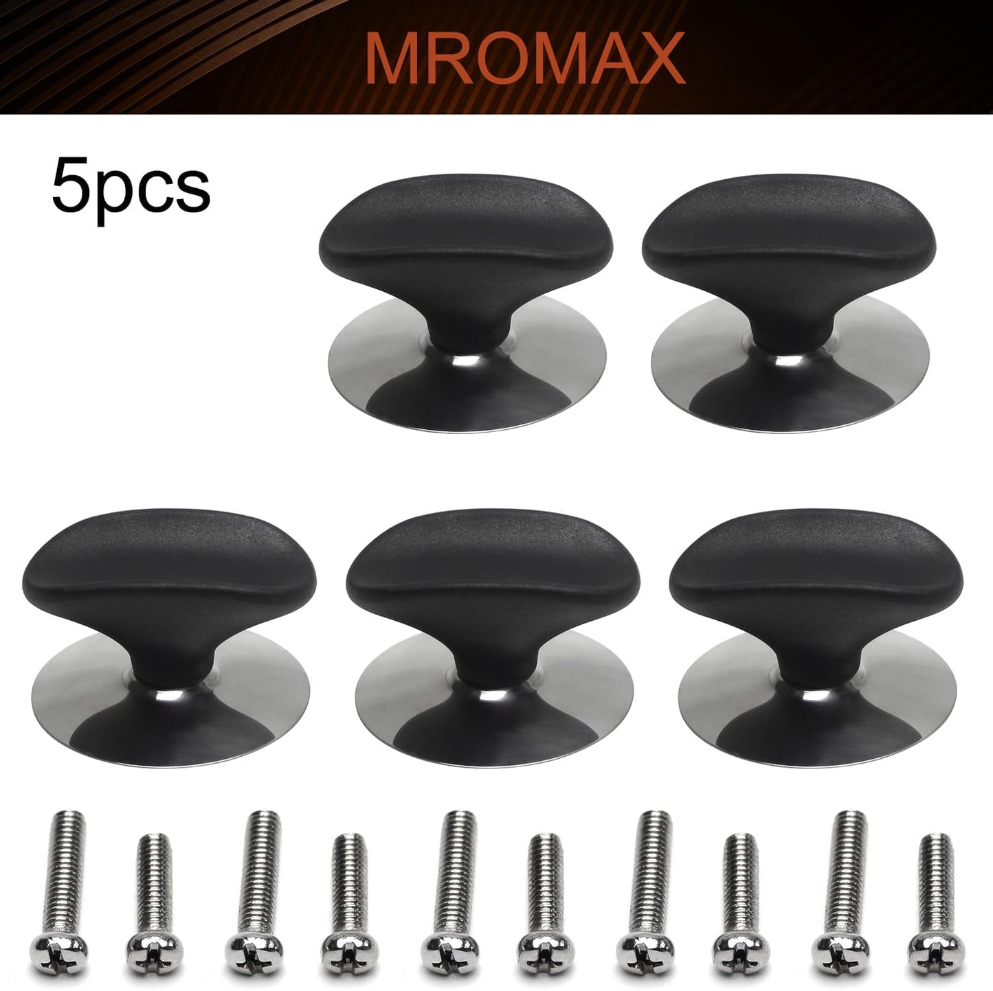 MroMax Universal Pot Lid Cover Knob Handle, Replacement Knob for Kitchen Cookware, Black Leaves, 5Pcs