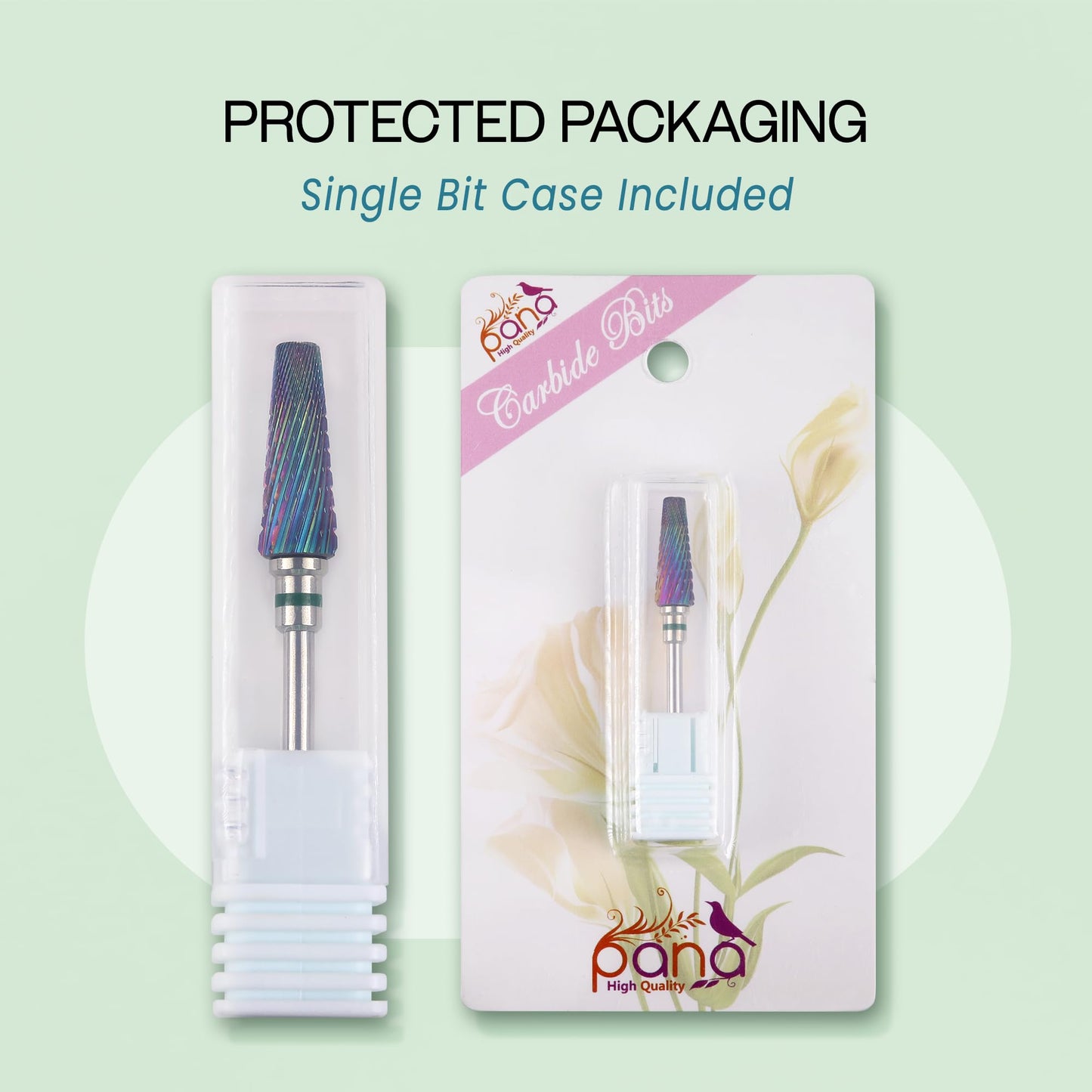 PANA Nail Carbide 5 in 1 Bit - Two Way Rotate use for Both Left and Right Handed - Fast Remove Acrylic or Hard Gel - 3/32" Shank - Manicure, Nail Art, Drill Machine (Fine - F, Silver)