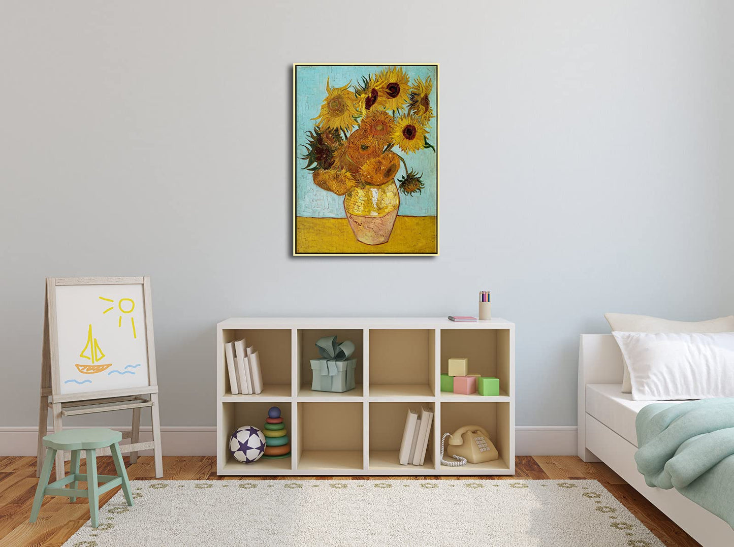 Wieco Art Framed Wall Art Canvas Prints of Sunflower by Vincent Van Gogh Paintings Reproduction Abstract Wall Decorations for Living Room Golden Frame