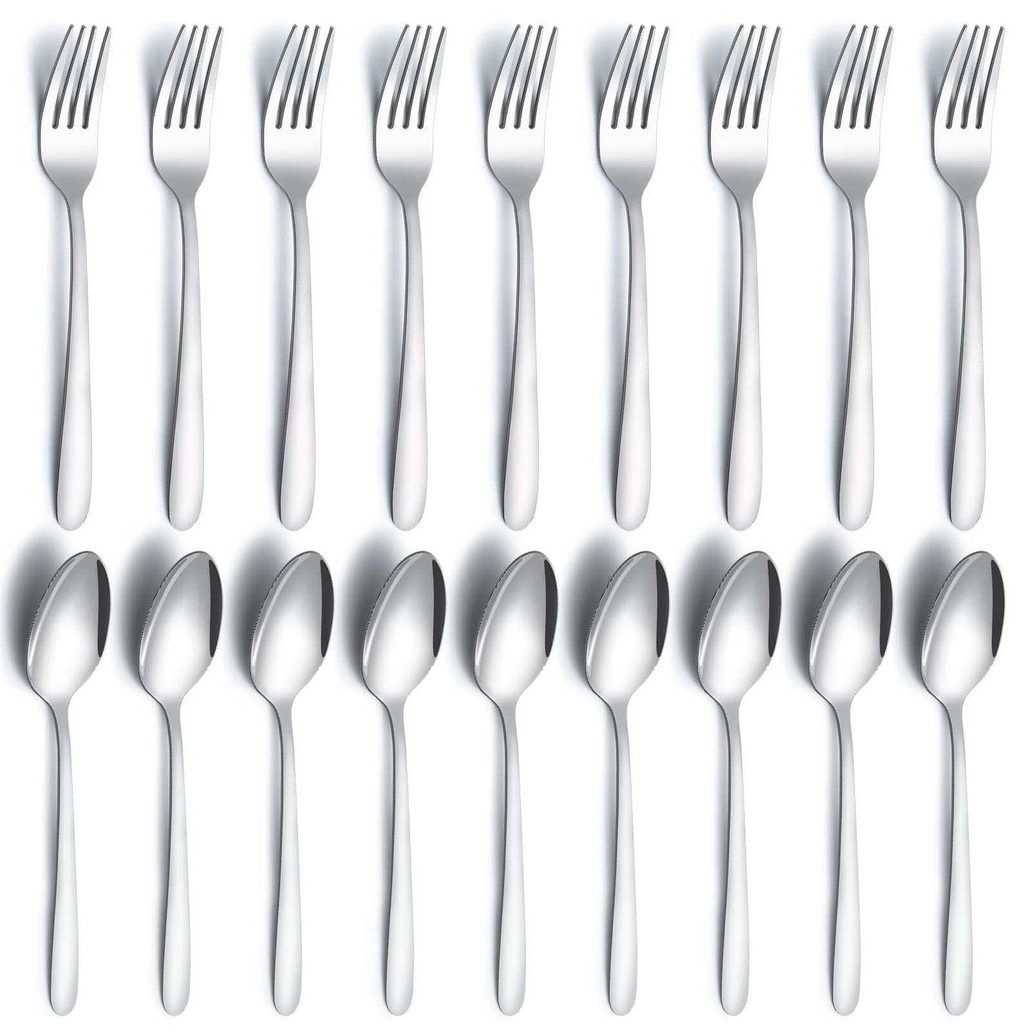 Gymdin 24 Pcs Forks and Spoons Silverware Set, Food Grade Stainless Steel Flatware Cutlery Set for Home, Kitchen and Restaurant, 12 Dinner Forks and Dinner Spoons, Mirror Polished & Dishwasher Safe