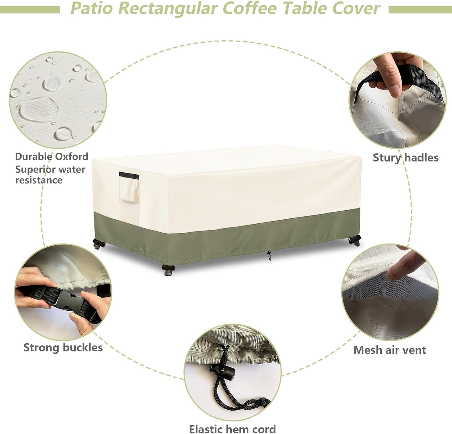 48 28 16 Inches,600D Outdoor Coffee Table Cover W x D x H Heavy Duty Waterproof Outdoor Table Cover,Patio Rectangle
