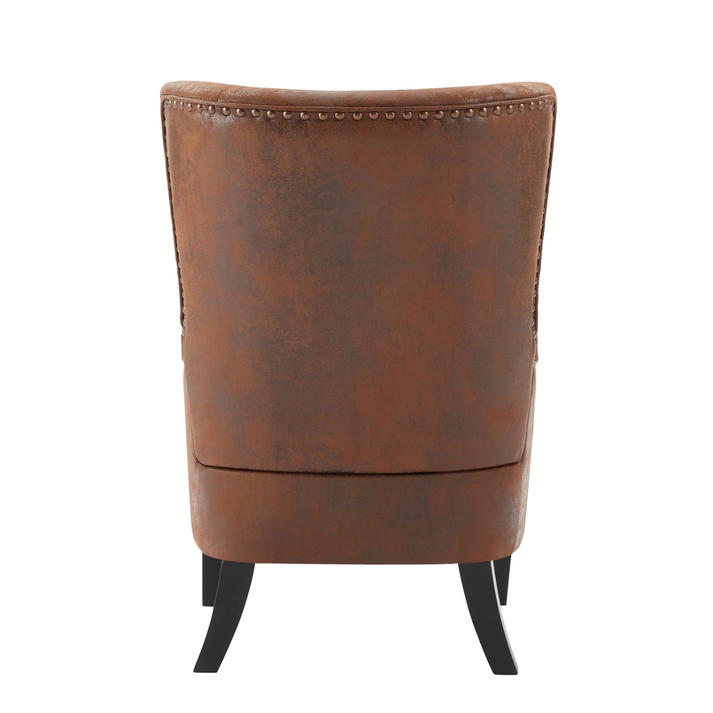 Christopher Knight Home Elber Mid-Century Modern Wingback Accent Chair Set of 2, Faux Suede Fabric Upholstered Club Chairs Set with Cushions, Wooden Comfy Reading Chair for Bedroom Living Room, Brown