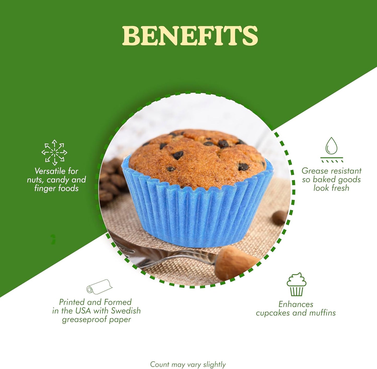 Regency Wraps Standard Baking Cups, Light Blue Solid, Pack of 40, Greaseproof Professional Grade for Cupcakes and
