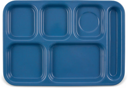 Carlisle FoodService Products Right-Hand Heavyweight 6-Compartment Melamine Tray 10" x 14" - Sandshade