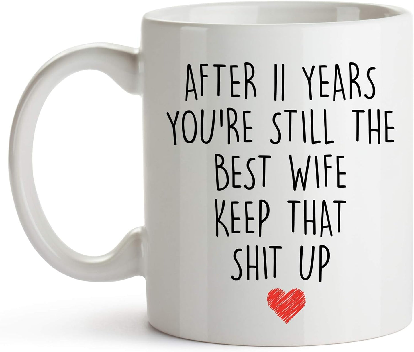 YouNique Designs 11 Year Anniversary Coffee Mug for Her, 11 Ounces, 11th Wedding Anniversary Cup for Wife