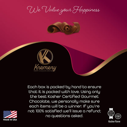 KREMERY Creamy Chocolate Cravings - Chocolate Covered Sandwich Cookies & Cream Gift Basket, in Elegant Gift Box (12 Cookies, Assorted Sweet Toppings) Food Assortments USA Made