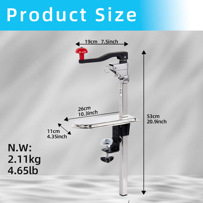 Rismanor Commercial Manual Can Opener Table Industrial Heavy Duty Can Opener with Plated Steel Base Adjustable Height Up to 13" Tall for Restaurant Kitchen Hotel Bar