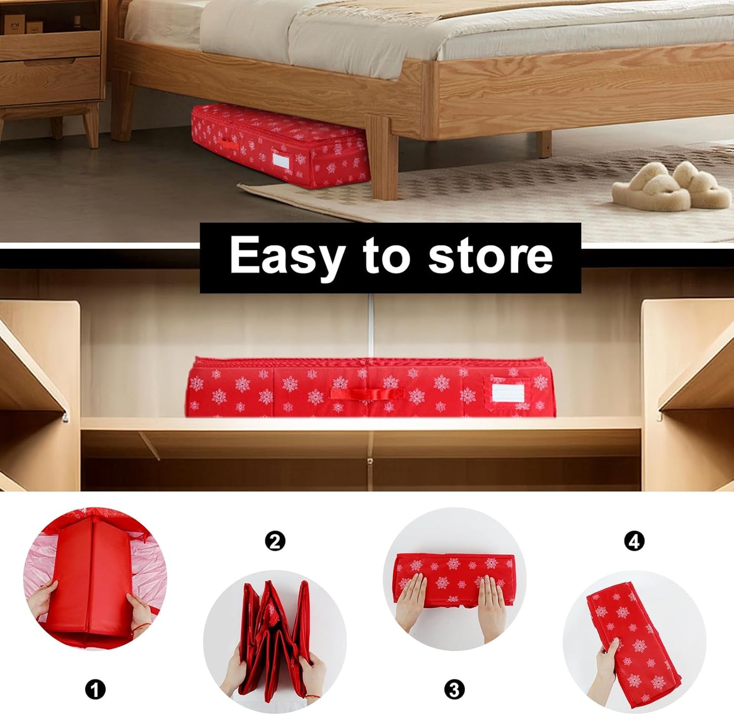 Christmas Wrapping Paper Storage Organizer, Heavy Duty Gift Wrap Bag with Pockets, Fits Holiday Accessories (Large)