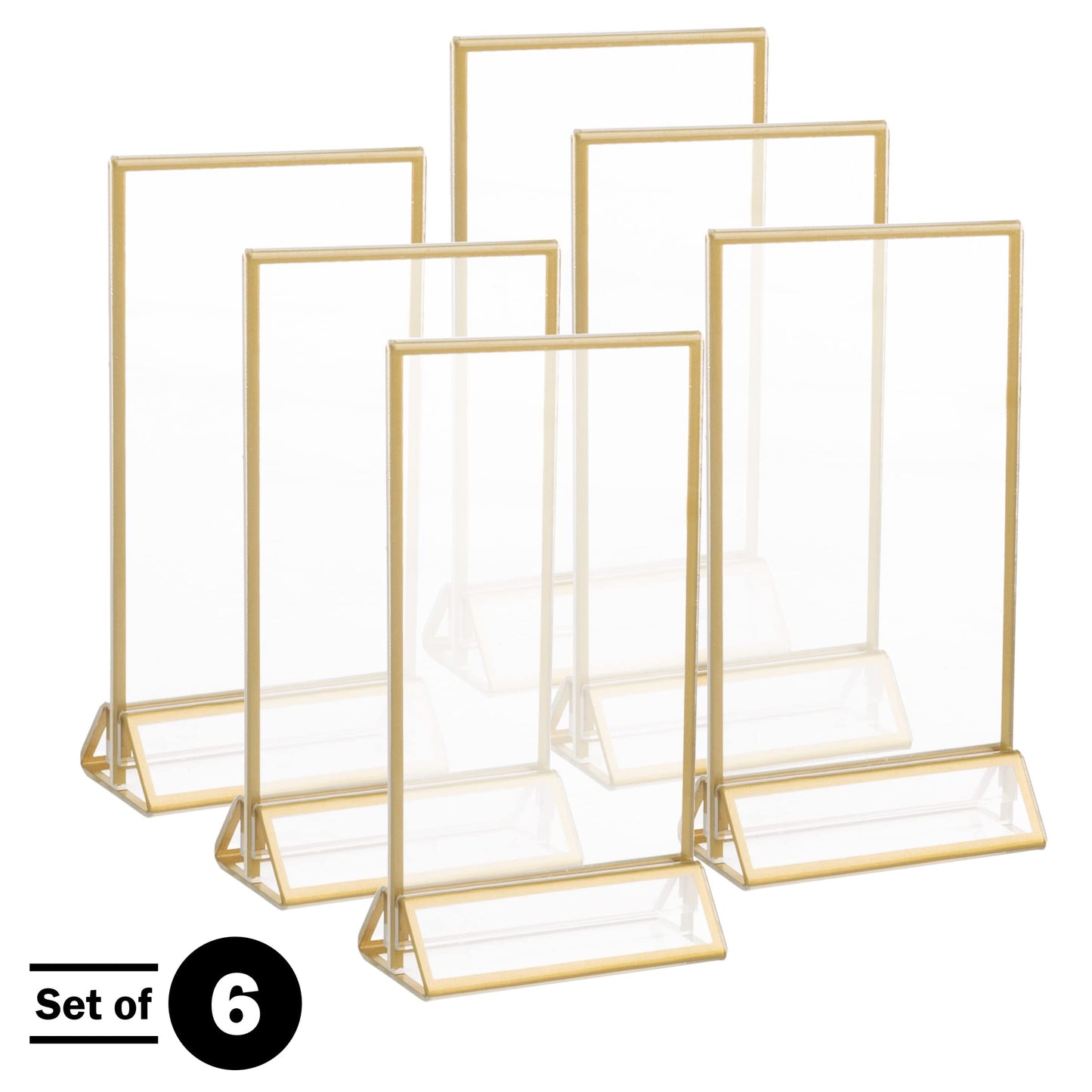 4x6 Picture Frames 6-Pack - Floating Frame Set for Table Numbers, Wedding Signs, Photos, or Table Decor by Great Northern Popcorn (Gold)