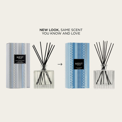 NEST New York Reed Diffuser, Holiday - 5.9 fl oz - Fragrance for Up to 90 Days - Reusable, Refillable Glass Holder - Includes 8 All-Natural Reed Sticks - Flame Free
