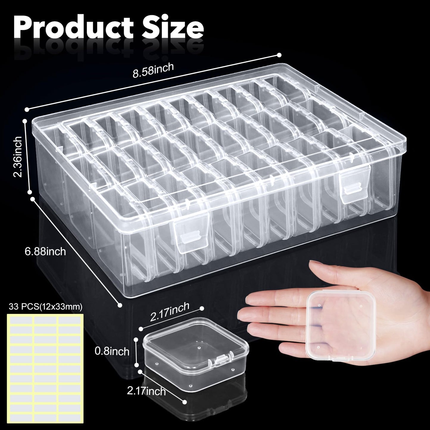 DILIBRA Bead Organizer Box, 62 Pcs Small Bead Organizers and Storage Plastic Cases, Mini Clear Diamond Painting Storage Containers Boxes with Hinged Lid for Jewelry, Bracelet, Seed, DIY Crafts