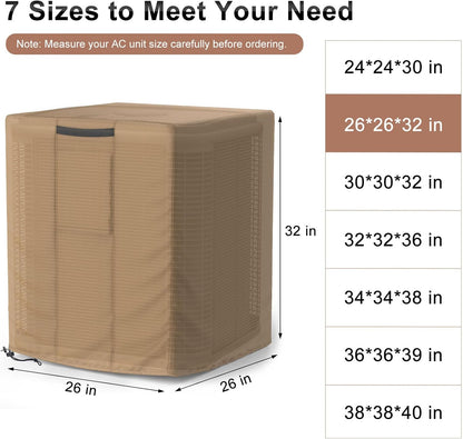 Mrrihand Waterproof Heavy Duty Central Air Conditioner Cover for Outside Units, Brown, Large AC Cover for Winter