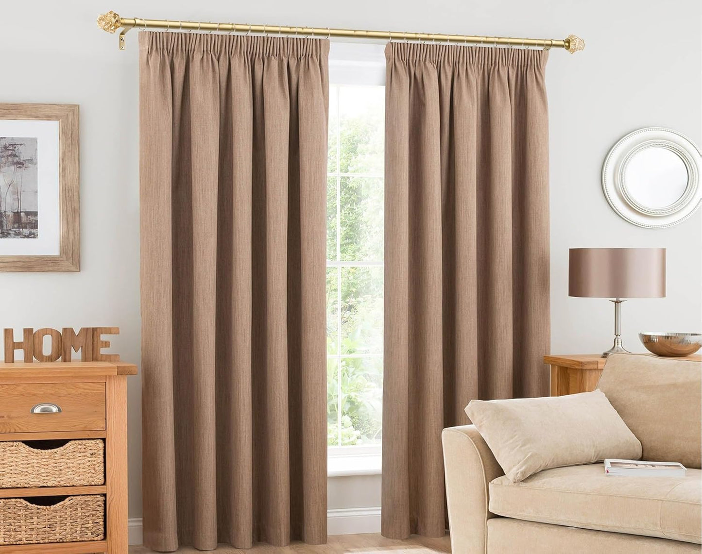 HOTOZON Heavy Duty Curtain Rod Gold, 32 to 58 Inch Decorative Single Drapery Rod with Exquisite Twisted Finials