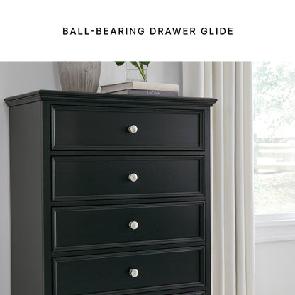 Signature Design by Ashley Lanolee Traditional 5 Drawer Chest for Bedroom, Black