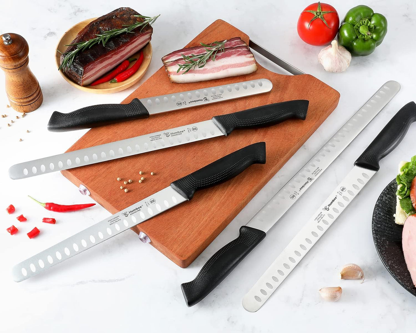 Chef 10-Inch Carving Knife, NSF Certified CP5-10, Granton Edge for Turkey Ham Meat Slicing, Black