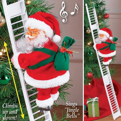 Electric Santa Climbing Up and Down Tree with Music, Holiday Decor for Home, Door, Wall, Xmas Ornament