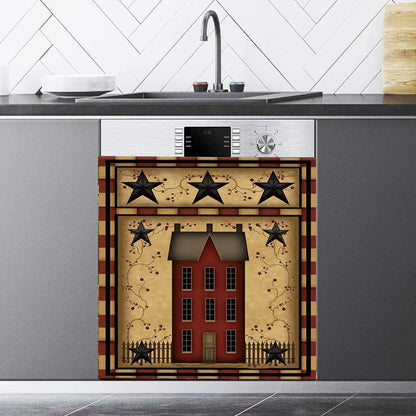 Primitive Barn Star Dishwasher Magnet Cover, Country House Fridge Magnetic Panels, Kitchen Decor Refrigerator Door
