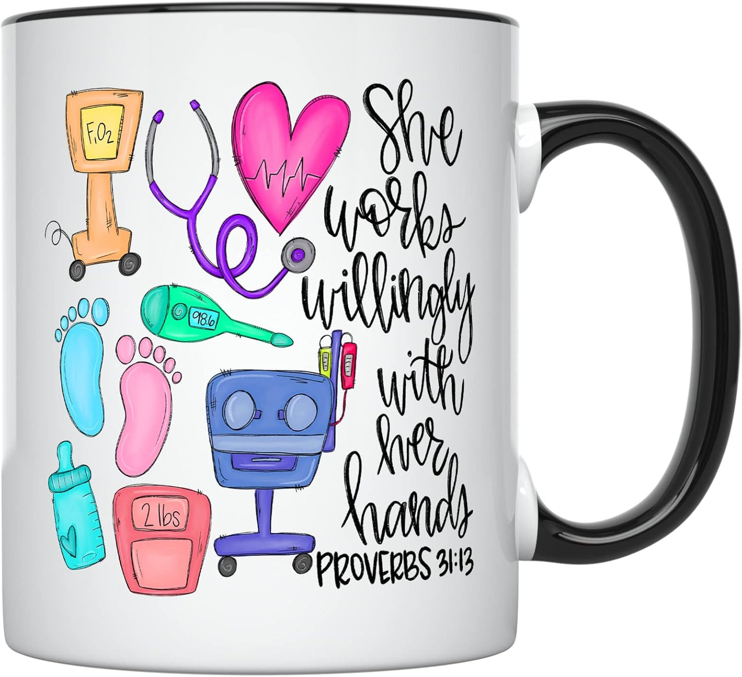 YouNique Designs NICU Nurse Mug - 11 Ounces Labor and Delivery Nurse Coffee Cup, Neonatal Intensive Care RN (Black