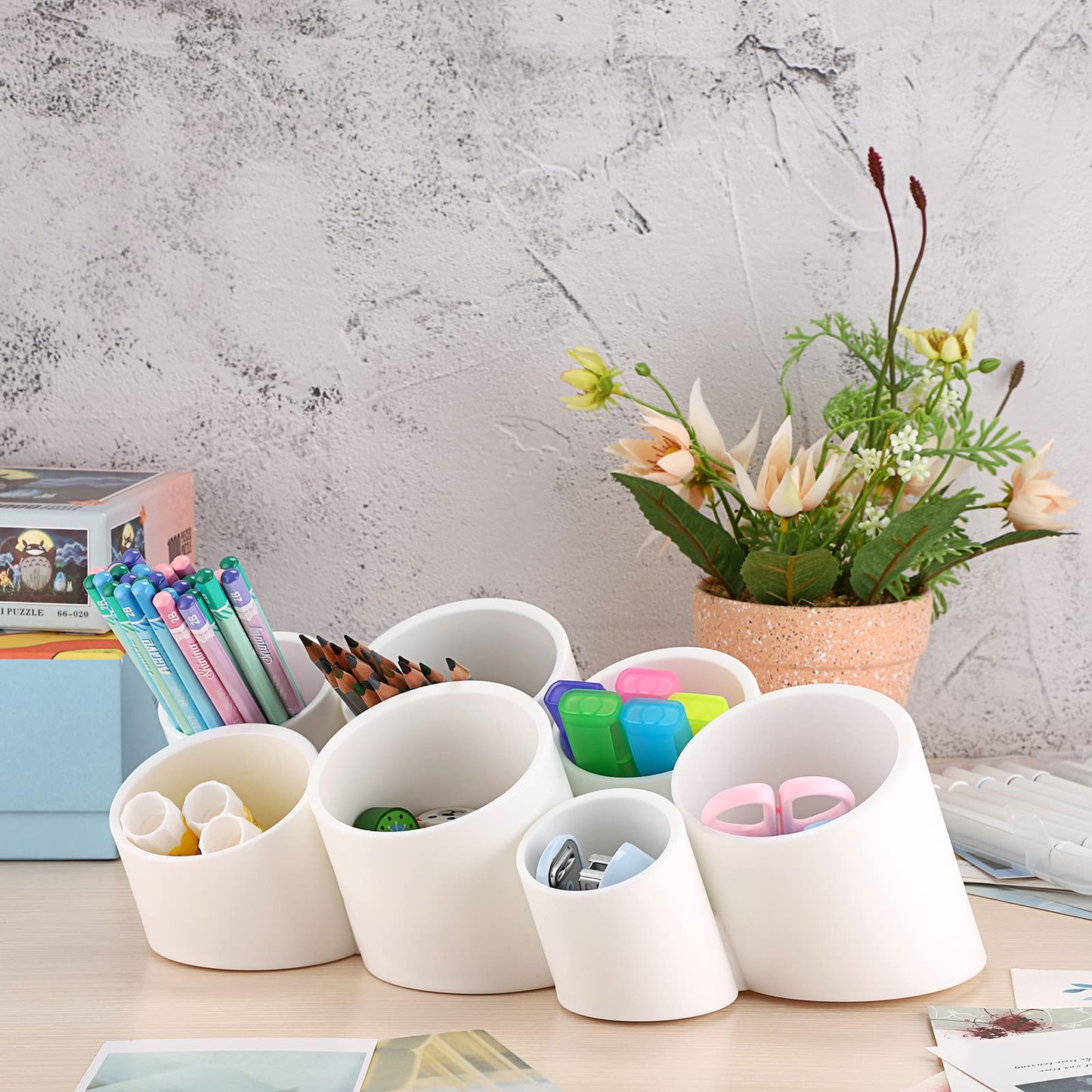 BTSKY Tilting Cylinder Creative Pen Holder, Pen Container, Brush Pot, Combination Desktop Storage Organizer Desk Decoration,Creative Cylinder Hanging Planter Holder Multifunctional Wall-Mounted