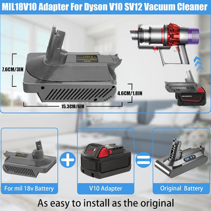 V10 Adapter for Milwaukee to Dyson V10, Battery Converter for Milwaukee M18 18V to Dyson Cyclone V10 Vacuum Cleaner
