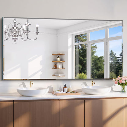 CILIBER Beveled Mirror, 30x60 Large Frameless Bathroom Mirrors for Wall, 3mm Tempered Glass Rectangle Vanity Mirror with Beveled Edge, Crystal-Clear, Hangs Horizontally or Vertically