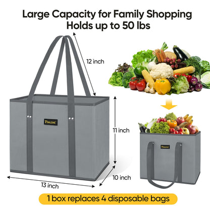 BALEINE 3Pk Reusable Grocery Bags, Foldable Shopping Bags for Groceries with Reinforced Bottom & Handles (Mosaic)