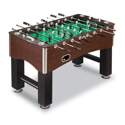 Hathaway Primo 56-In Foosball Table for Family Game Room - With Counterbalanced Players, E-Z Spin Bearings, Analog Scoring Units, Easy-Grip Handles & Adjustable Leg Levelers - Wood Grain Finish