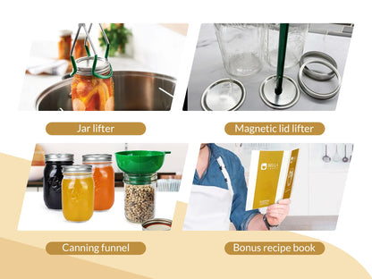 𝐁𝐞𝐥𝐥𝐚 𝐂𝐨𝐨𝐤𝐬 Canning Supplies 7 in 1 – Canning Starter Kit with Funnel, Rack, Jar Lifter, Tongs, Wrench & More Essential Canning Equipment for Water Bath & Pressure Canners