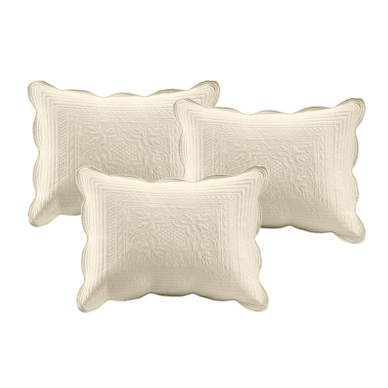 Madison Park Daybed Cover Set Damask Quilted Cover for Daybeds, All Season, Pre-washed Cotton-Filled Coastal Bedding with Scallop Edge, Shams, Bedskirt, Décor Pillows, Tuscany, Cream, 39"x75", 6 Piece