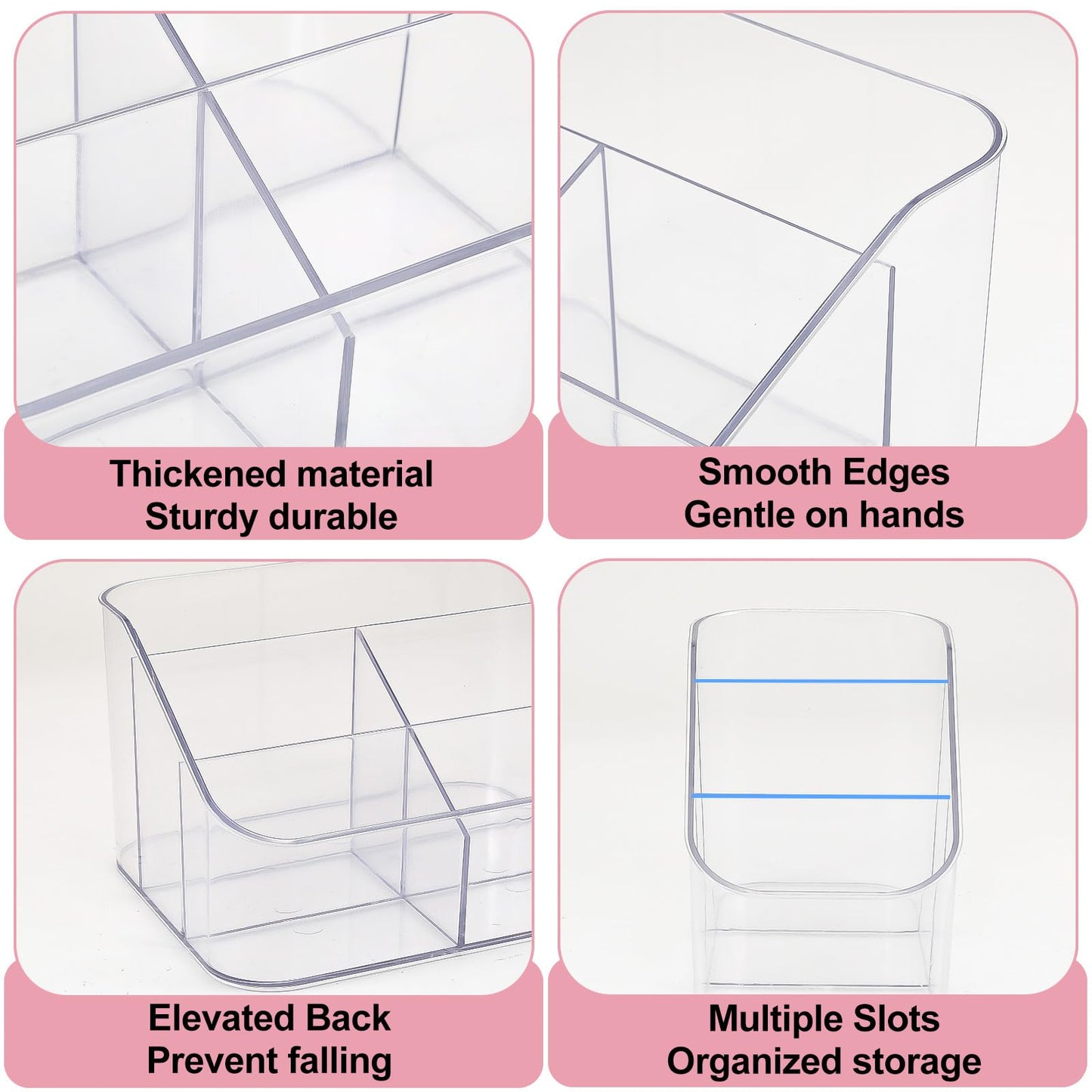 DASITON 3 Slots Makeup Brush Holder, Acrylic Make Up Brush Holder Organizer for Vanity, Bathroom Countertop, Small Makeup Organizer Brush Cup Cosmetic Brushes Storage, Pen Holder for Desk (Clear S)