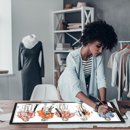 TOHETO Rechargeable A2 Light Pad 23.7"x15.8", Large LED Light Board for Diamond Painting, 3-Color Modes Light Box, Diamond Art Light Table, Lightbox for Tracing and Drawing, Sketching, Artists