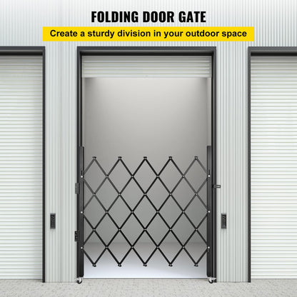 VEVOR Single Folding Security Gate, 51.57" H x 42" W Folding Door Gate, Steel Accordion Security Gate, Flexible Expanding Security Gate, 360° Rolling Barricade Gate, Scissor Gate or Door with Padlock