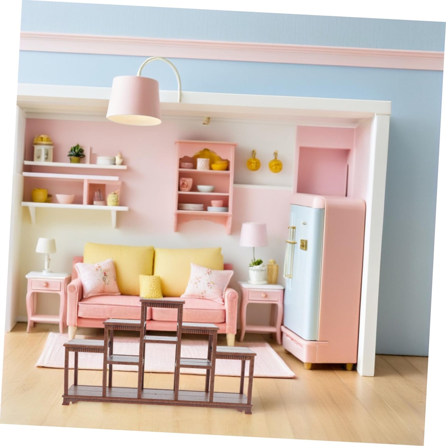 Yardwe Miniature Dollhouse Display Shelf 7.09X3.94X1.65 Inches Dollhouse Furniture for Mini Accessories and Creative Play