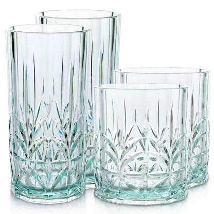 BELLAFORTE Shatterproof Tritan Plastic Drinking Glasses. 13oz & 18oz Water Glasses Set of 6 - Myrtle Beach Glasses Drinking - Unbreakable Tumblers for Parties - BPA Free, Dishwasher Safe (Clear)
