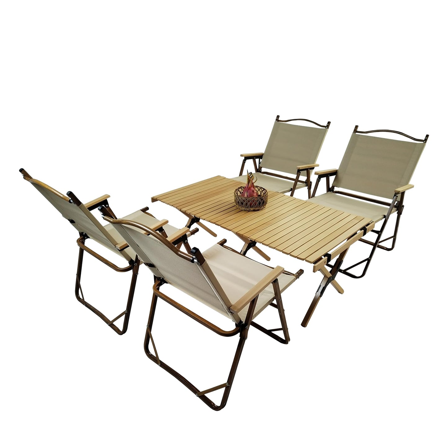 Wooden Folding Dining Set with 4 Chairs, Portable Picnic Table Set for Outdoor Camping and Indoor Kids