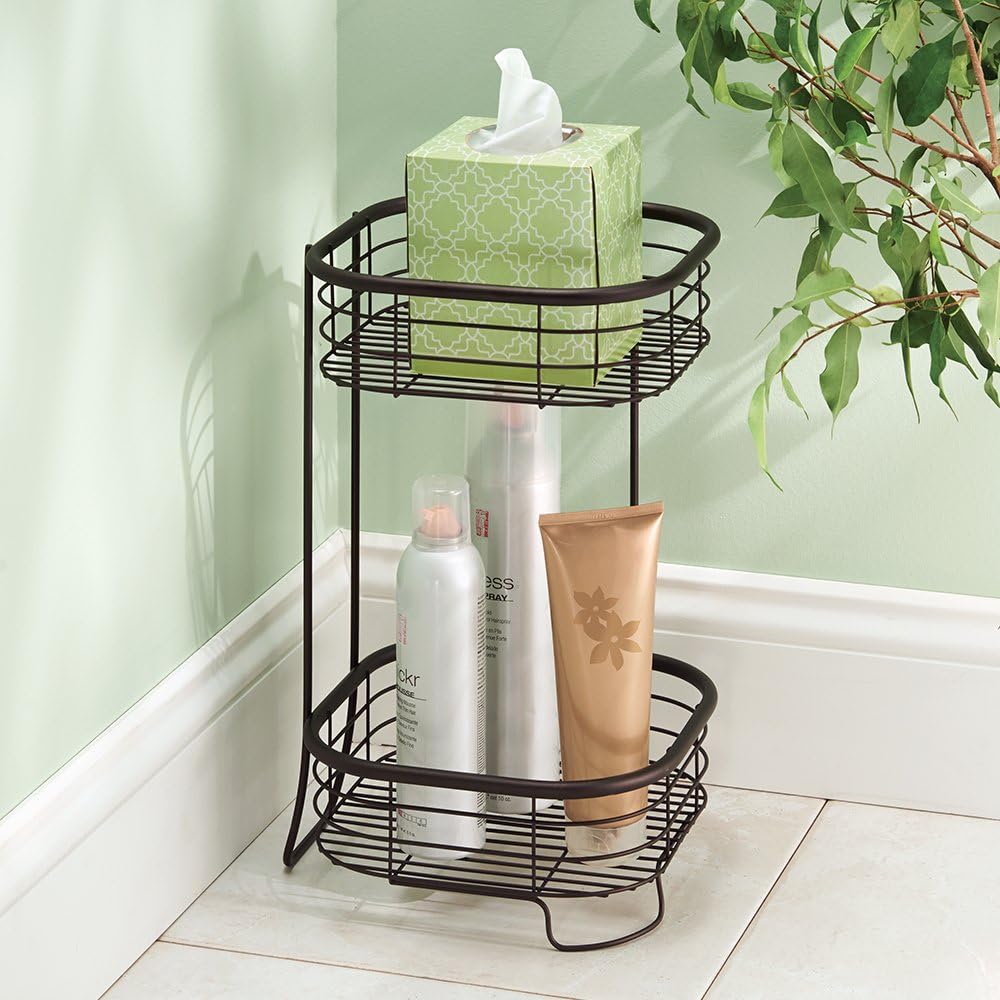 2 iDesign Forma Free Standing Bathroom or Shower Storage Shelves for Towels, Soap, Shampoo, Lotion, Accessories - Tier