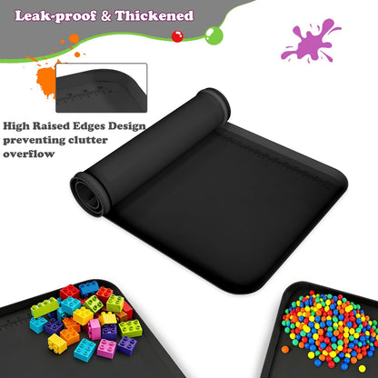 Silicone Art Mat for Crafts, 24"x16" Silicone Painting Mat to Keep Clean Protects Surfaces Perfectly for Crafts, Legos, Resin & Jewelry-Making, DIY Crafts Mat (Black)