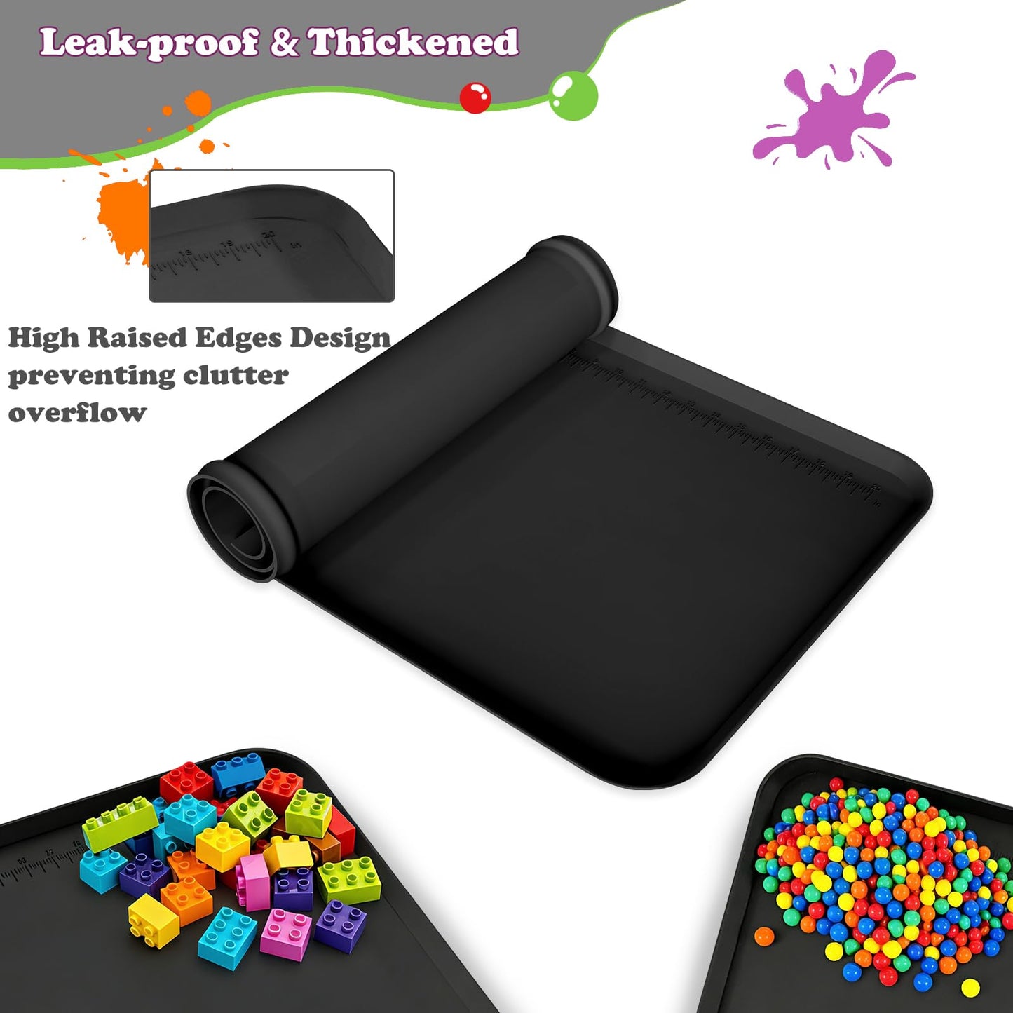 Silicone Art Mat for Crafts, 24"x16" Silicone Painting Mat to Keep Clean Protects Surfaces Perfectly for Crafts, Legos, Resin & Jewelry-Making, DIY Crafts Mat (Black)