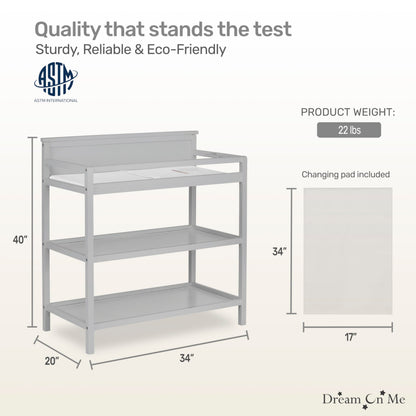 Dream On Me Jax Universal Changing Table, Pebble Grey 34x20x40 Inch (Pack of 1)