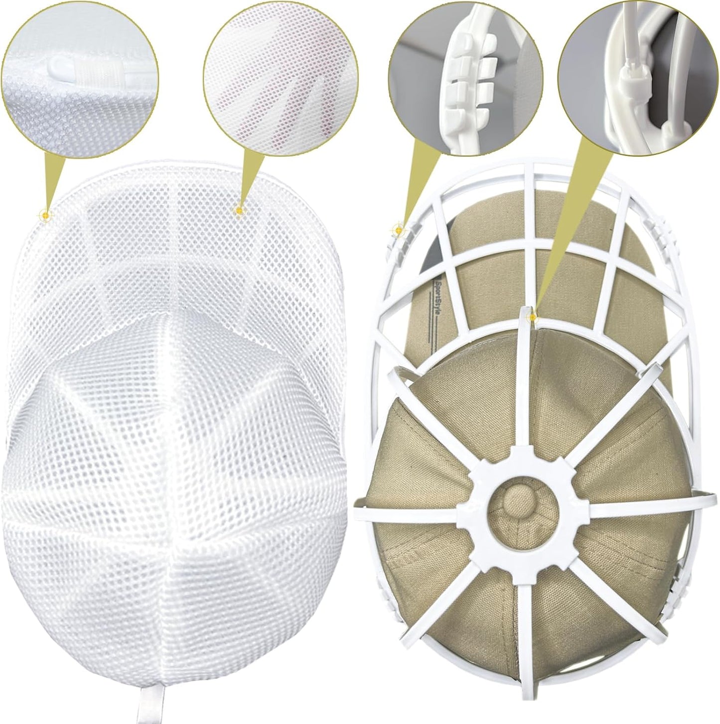 Hat Cleaner - Hat Cage for Washing, Laundry Wash Bags for Baseball Caps, Cap Washer Frame for Washing Machine or