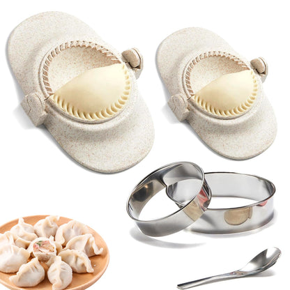 Empanada Maker Press & Dumpling Maker Set - 2 Sizes (4" + 3") Non-Stick for Empanada, Pierogi, Pastelitos, Calzone, Turnovers, Ravioli, Gyoza - Kitchen Tools with Easy Release Design