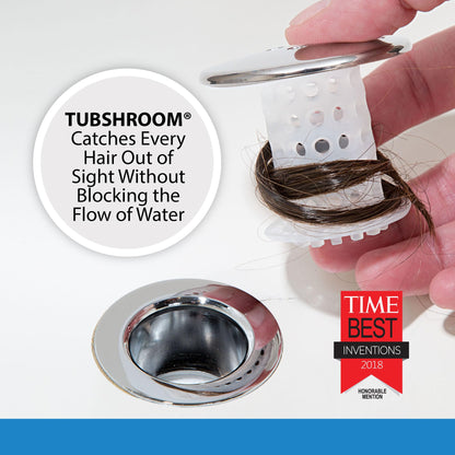TubShroom Bathtub Drain Protector and Hair Catcher - 2 Pack, Chrome - Fits 1.5" - 1.75" Bathtub and Shower Drains