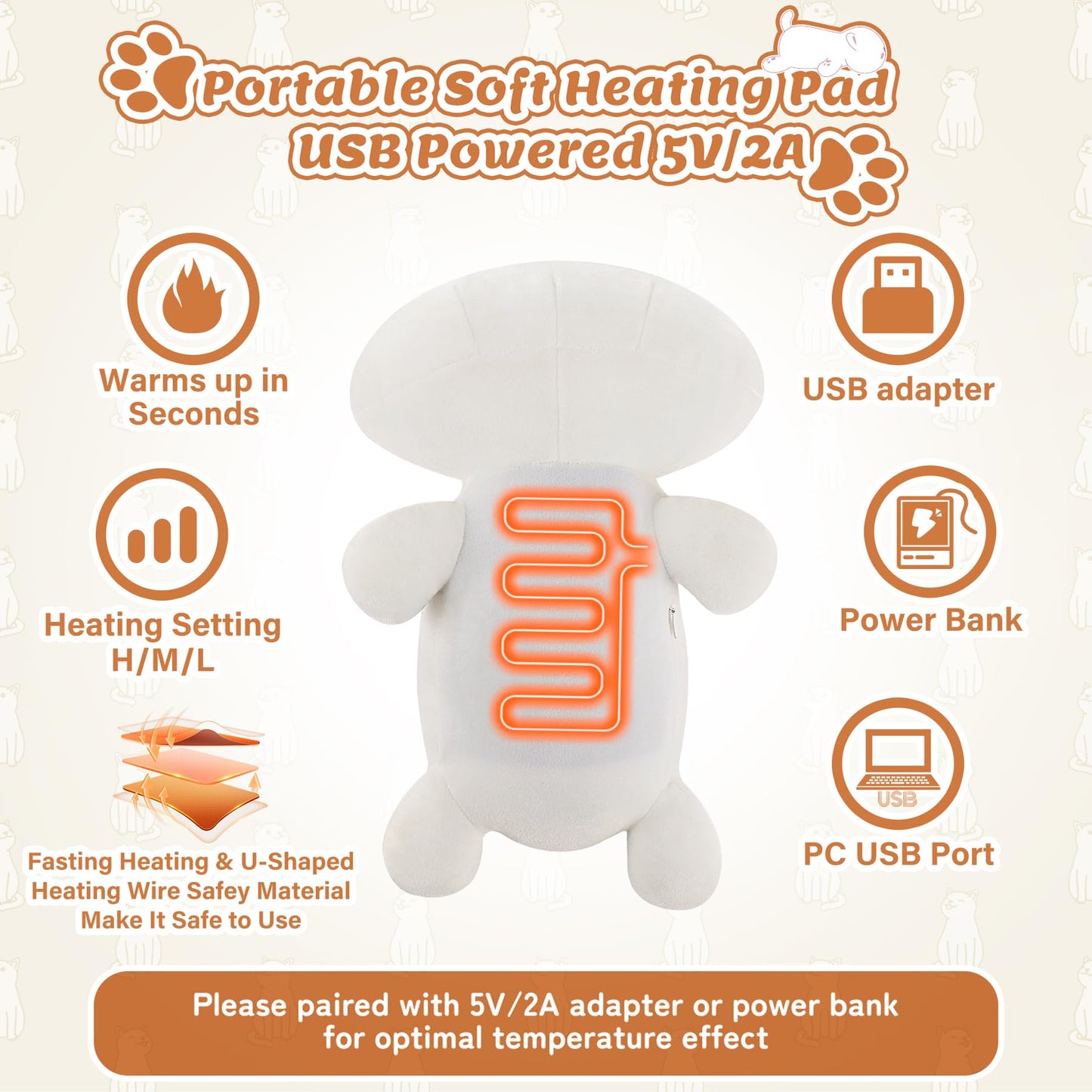 Electric Heating Pad for Period Cramps, Cuddly Soft 14" Capybara Plush with a Hot Soft Belly USB Powered, Menstrual Heating Pad Neck Shoulder Pain Relief, Gift for Women Daughter Wife