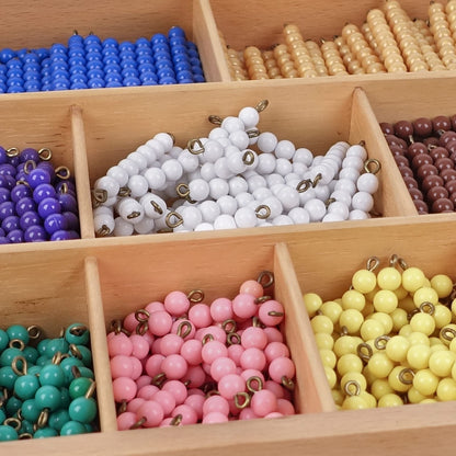 Hidoggy Montessori Toys for 3+ Year Old Wooden Math Games Counting Beads Checker Board Beads and Numbers Teaching Counting Toys Preschool Mathematics Material for Kid Toy