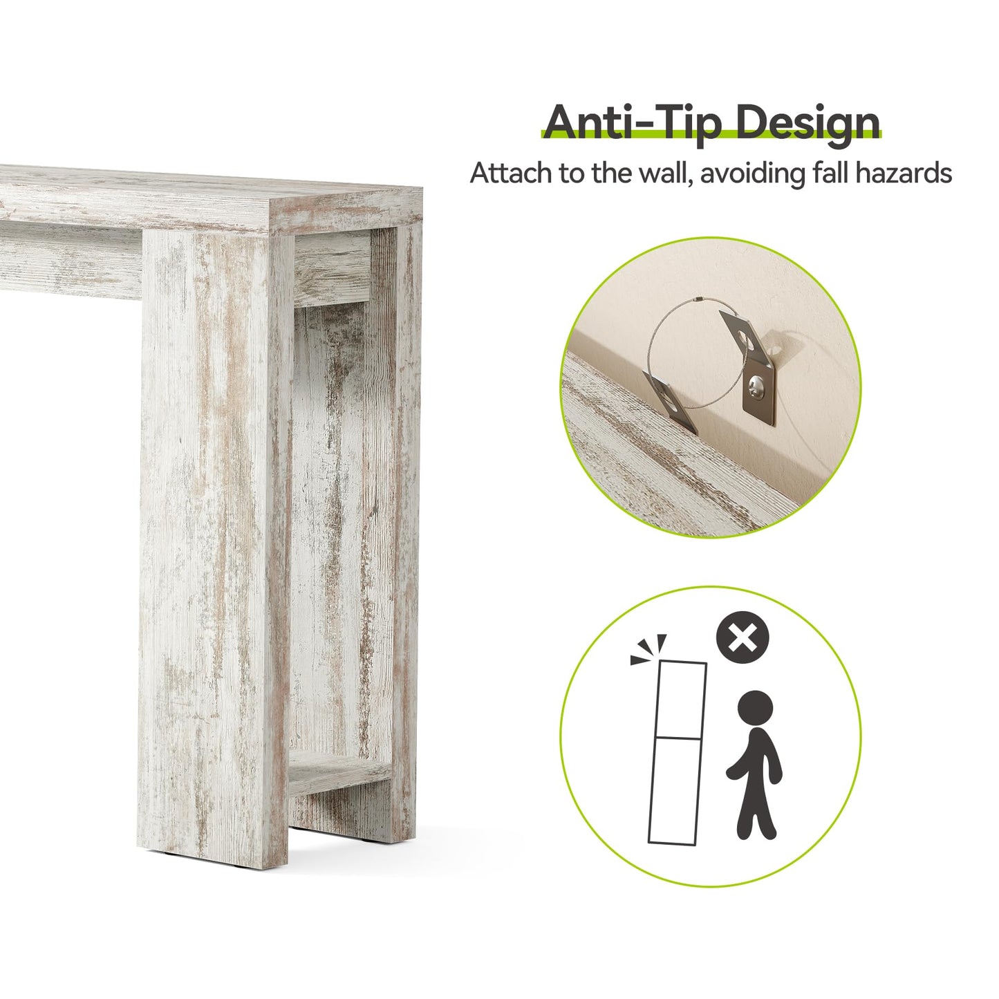LITTLE TREE 70.9-Inch Entryway Table, Long Narrow Farmhouse Sofa Console Table for Living Room, Hallway